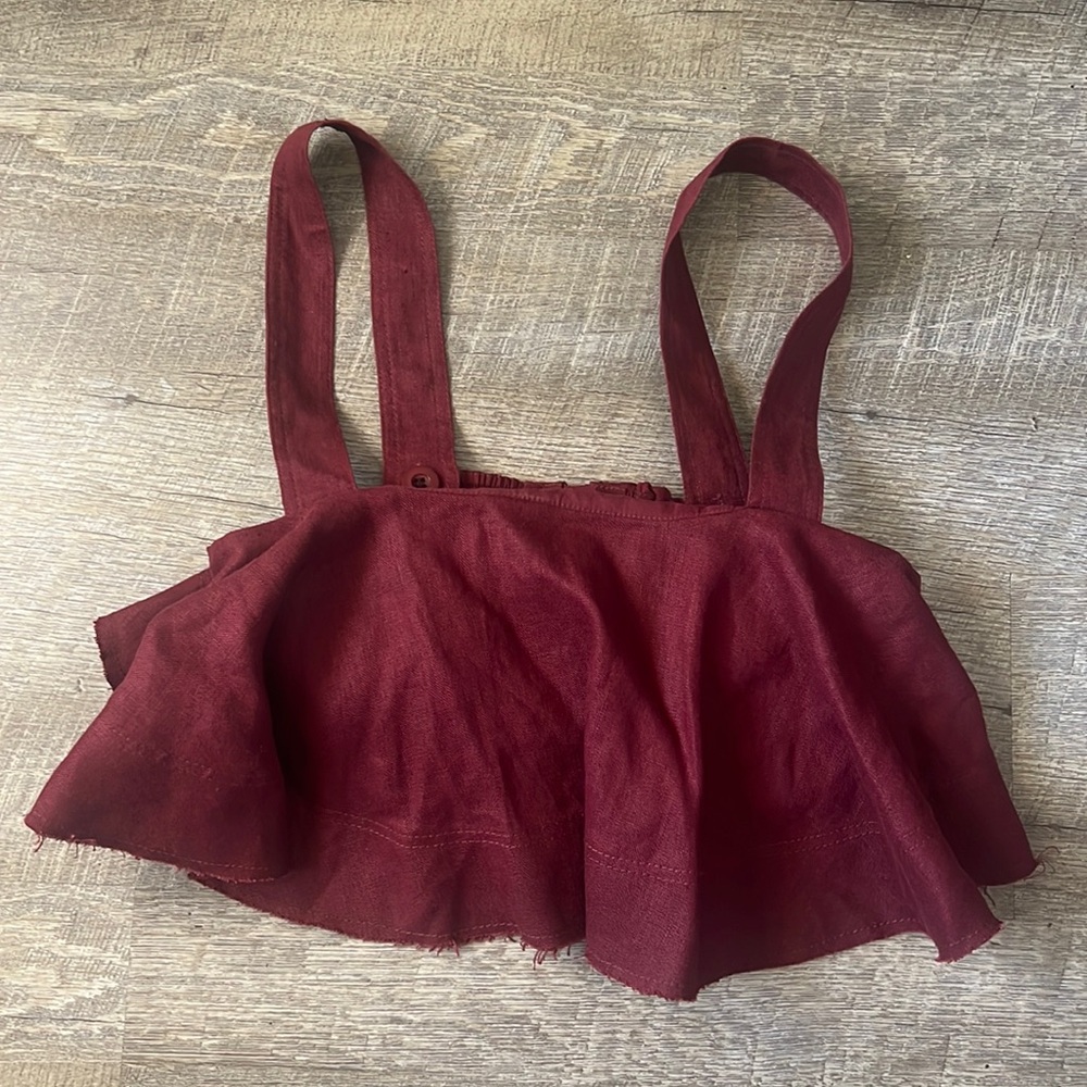 AJE Linen Burgundy Crop Top Size 6